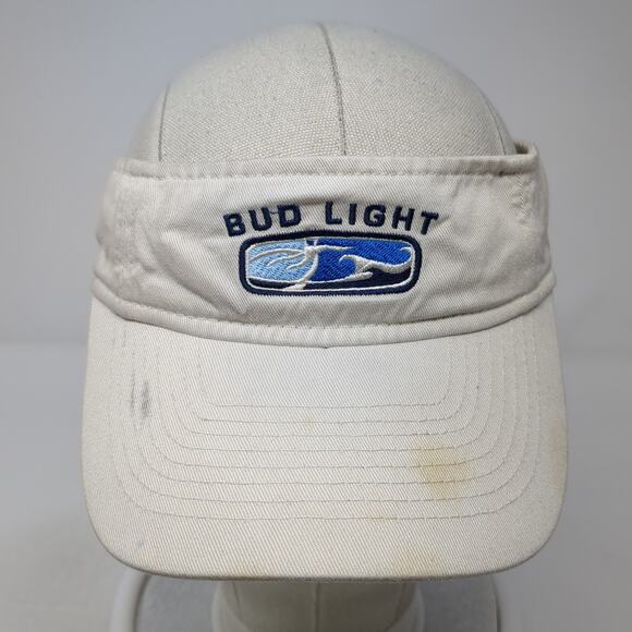 Bud Light Sun Visor Cap Beige One Size Adjustable Embroidered Lightweight - Picture 2 of 9